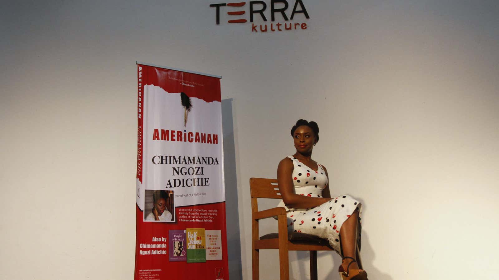 Nigerian novelist Chimamanda Ngozi Adichie at a reading of her book ‘Americanah’ in Lagos in 2013.