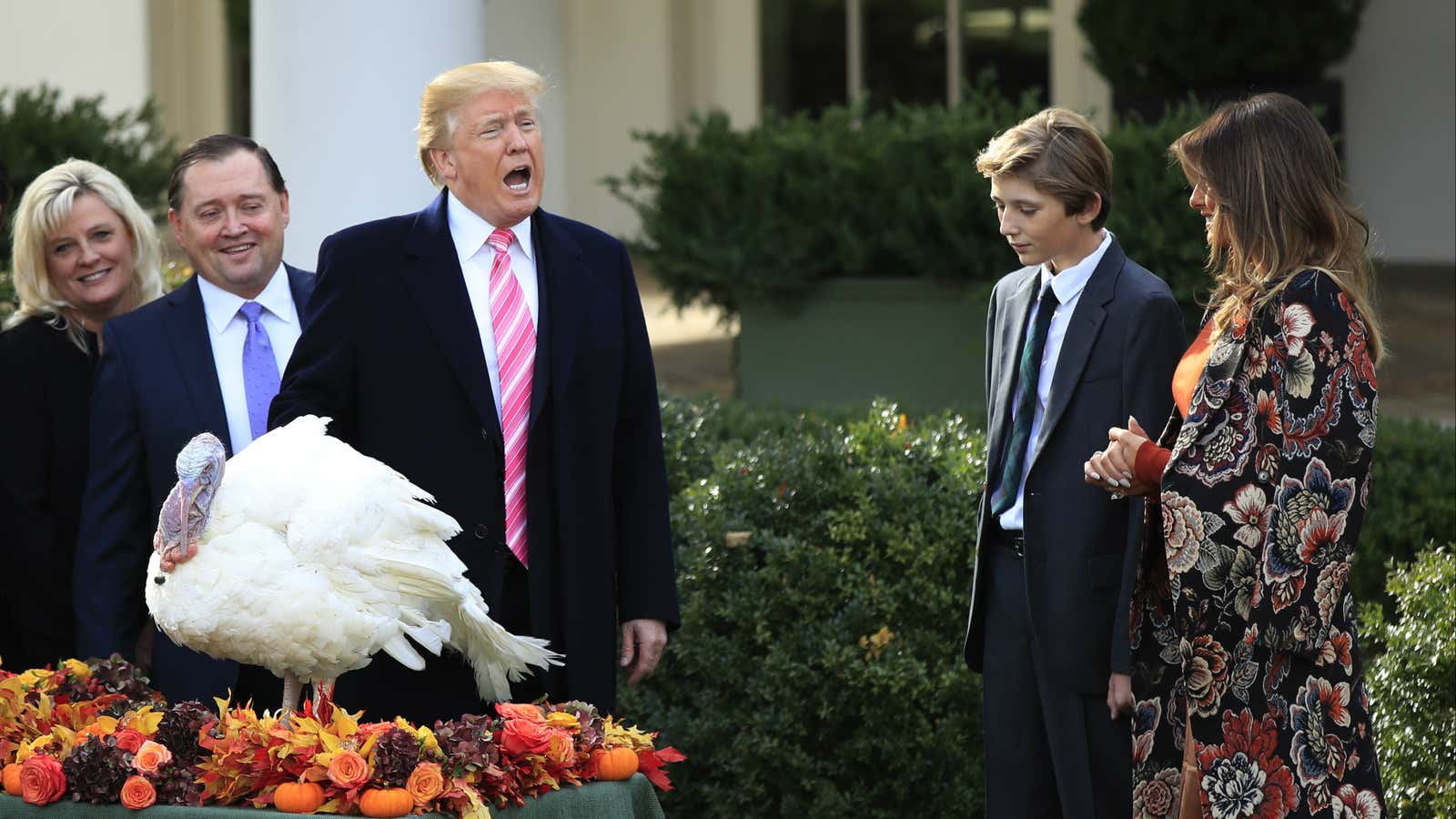 “Drumstick, you are hearby pardoned,” Trump said to the turkey chosen to be at the ceremony.
