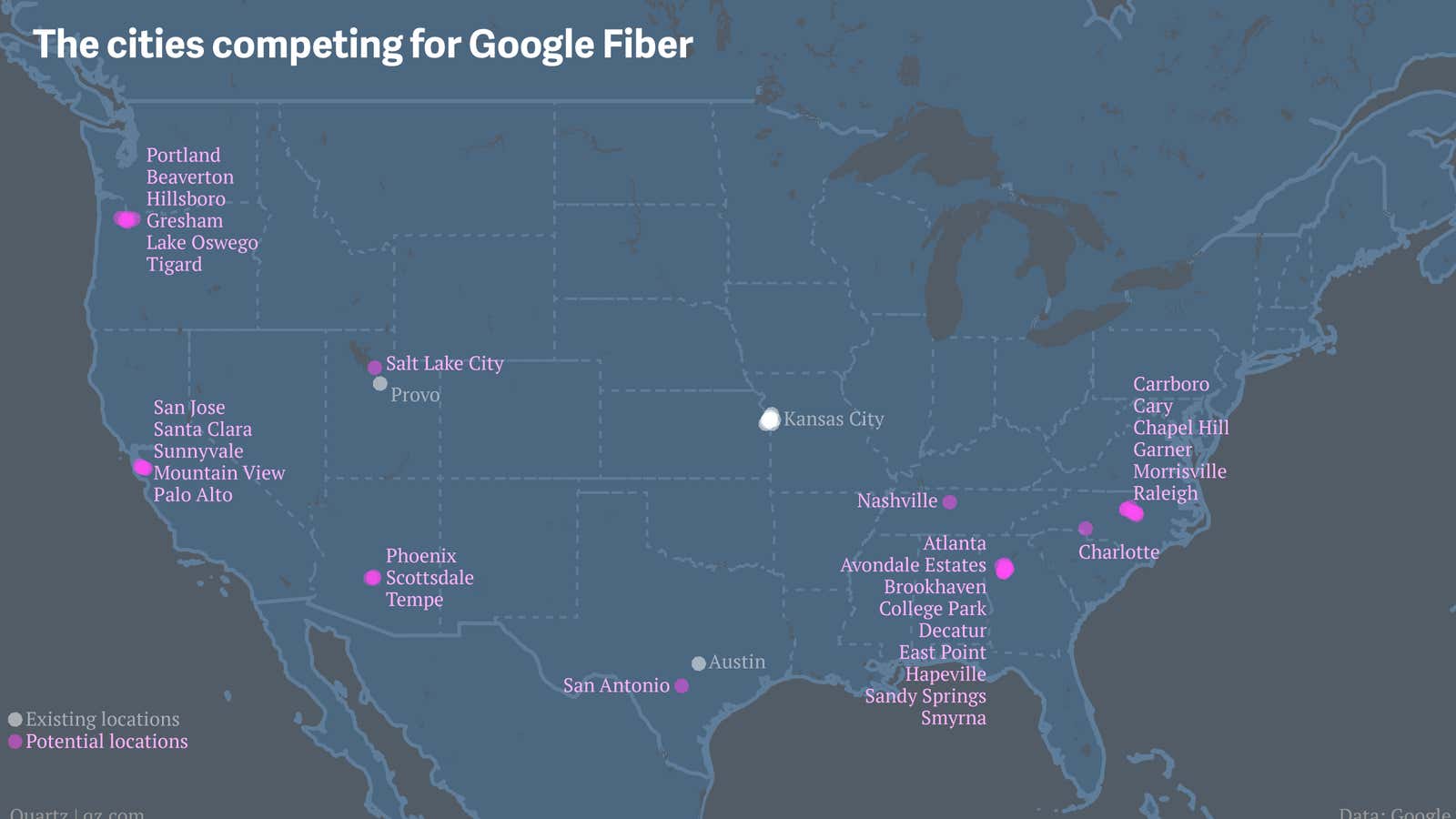 Here’s the list of 34 US cities where Google Fiber wants to bring superfast broadband