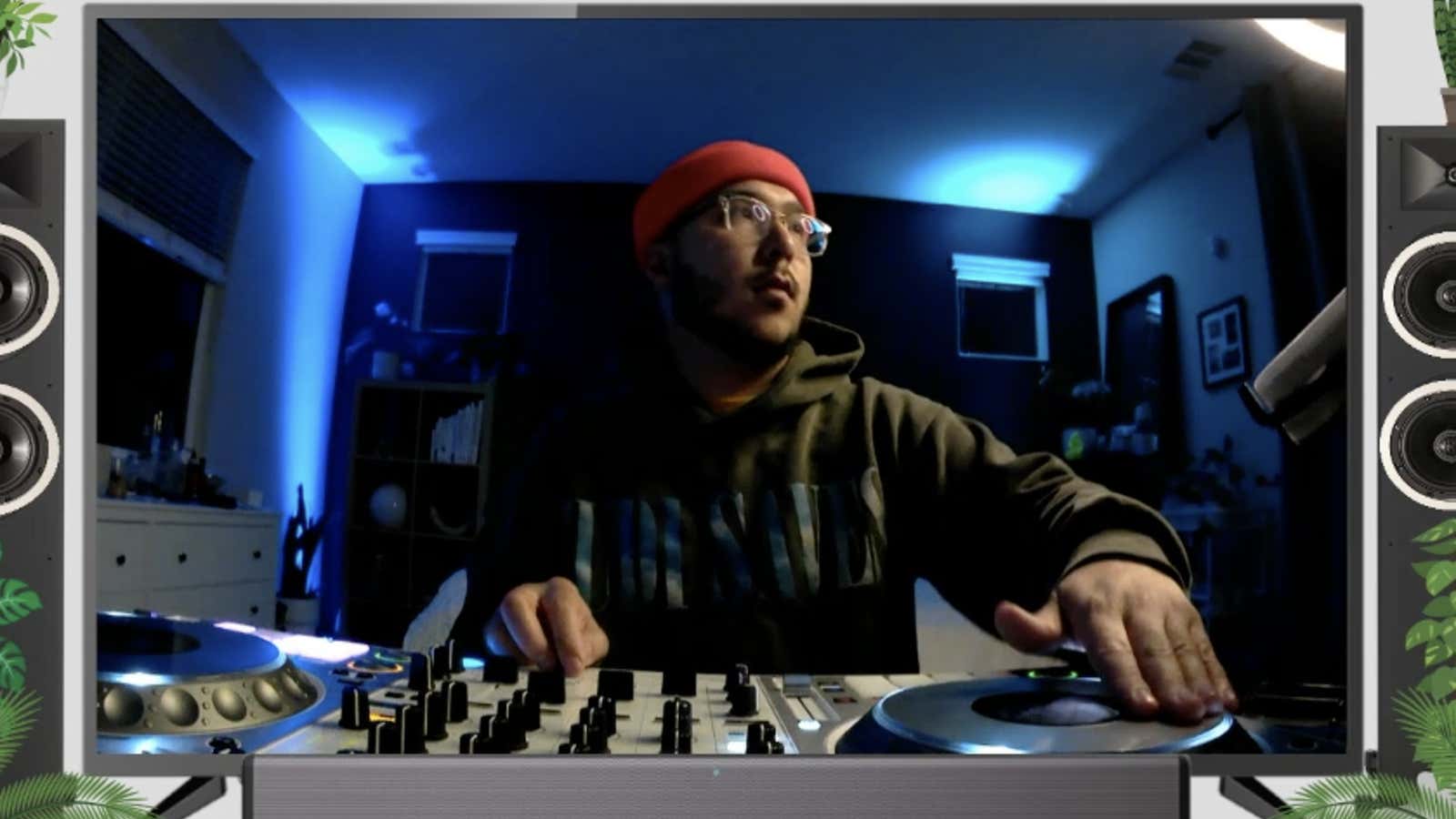 A HashiCorp employee DJs an online coffeehouse gathering.