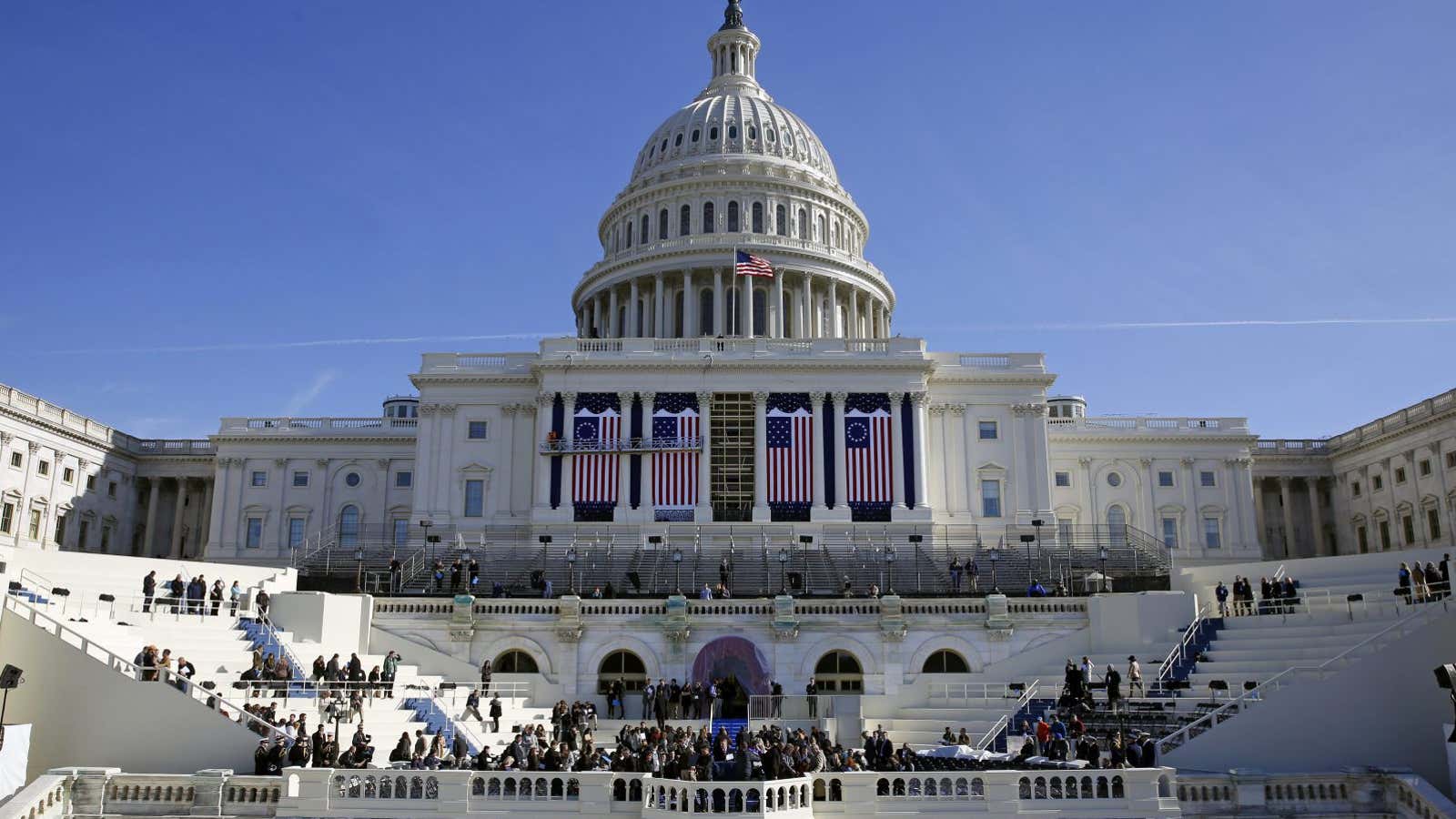 The US Capitol building is prepared for the Jan. 20 inauguration.