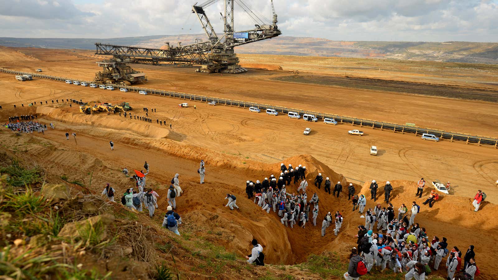 “Ende Gelände” activists prepare to storm mines in Hambach on Sunday.