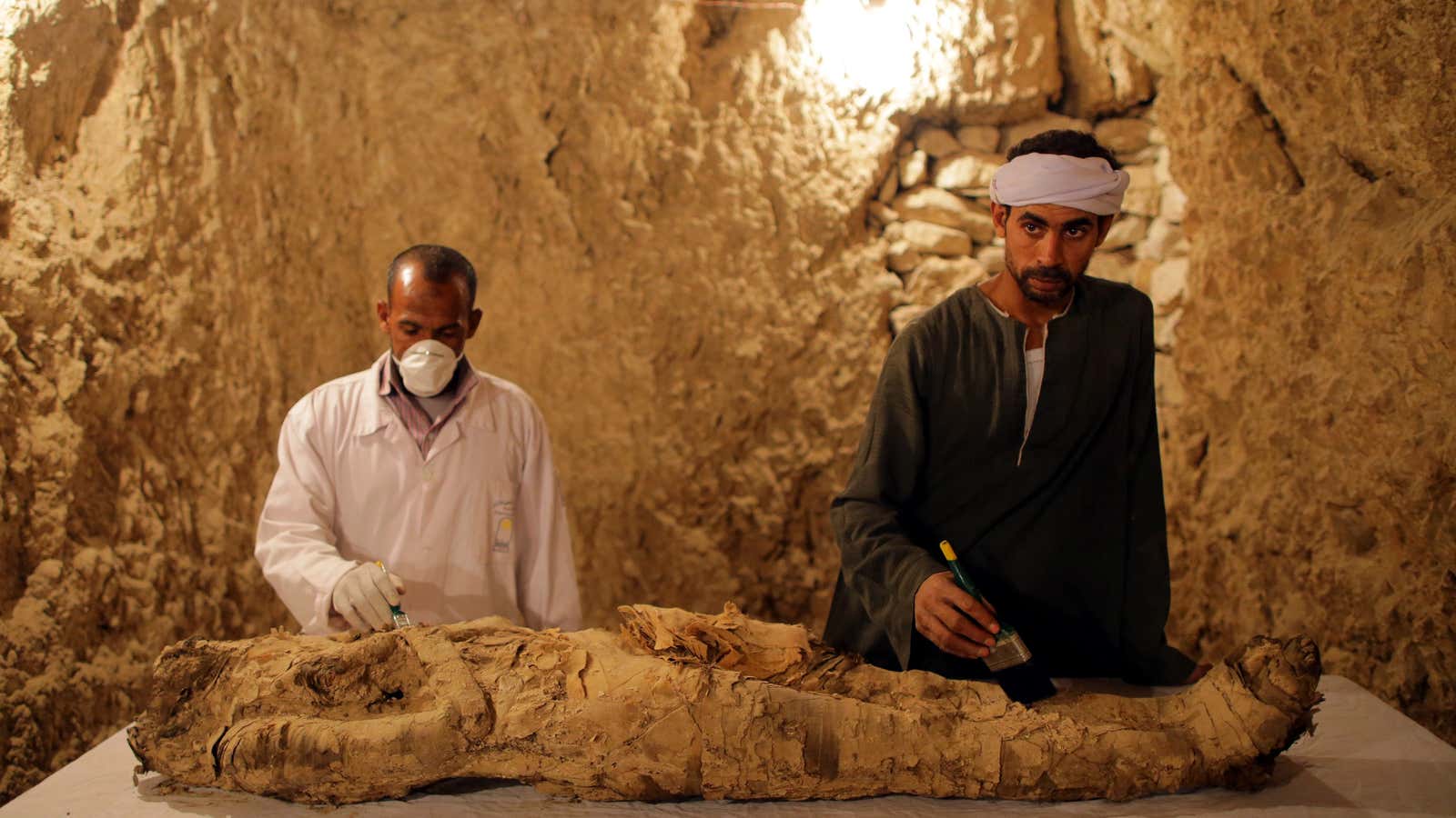 Egypt is hopeful that the newly opened tombs and the items in them, like this mummy, will bring the tourists flocking back.