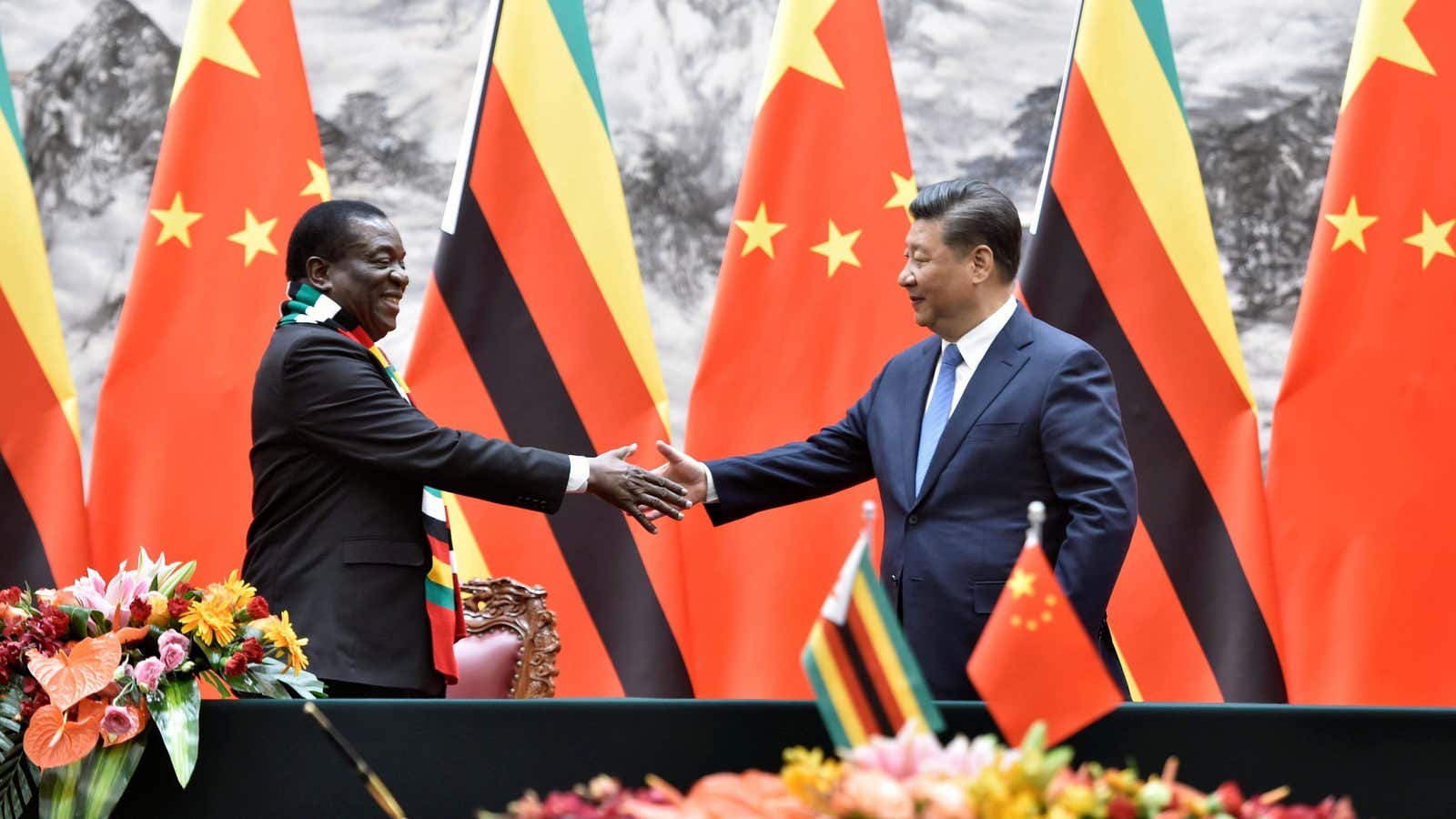 Shake on it: Zimbabwean president Emmerson Mnangagwa meets Chinese president Xi Jinping in Beijing, China April 3, 2018.