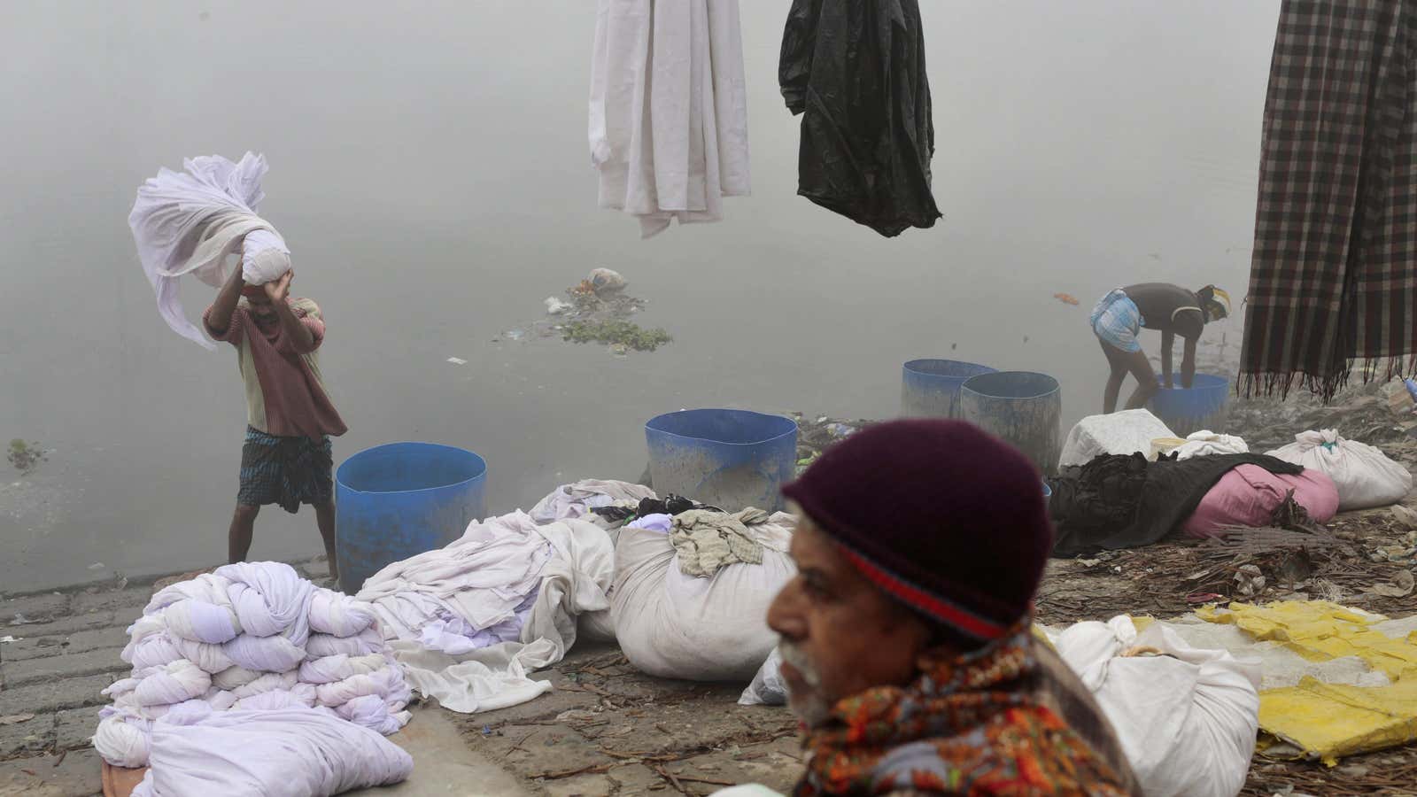 Bangladesh’s polluted Buriganga River, which receives wastewater dumped by textile manufacturers.