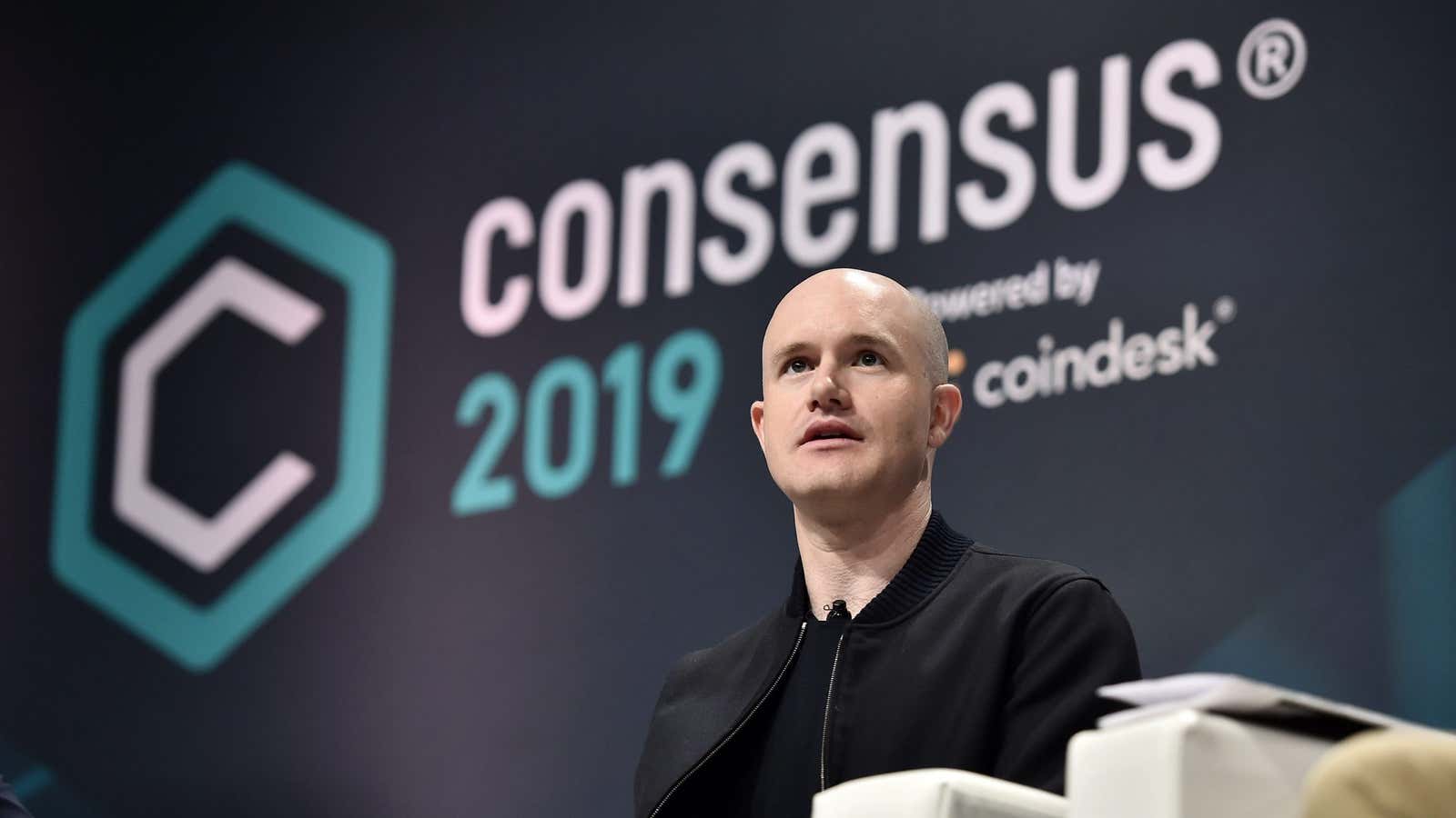 NEW YORK, NY – MAY 15: Coinbase Founder and CEO Brian Armstrong attends Consensus 2019 at the Hilton Midtown on May 15, 2019 in New…