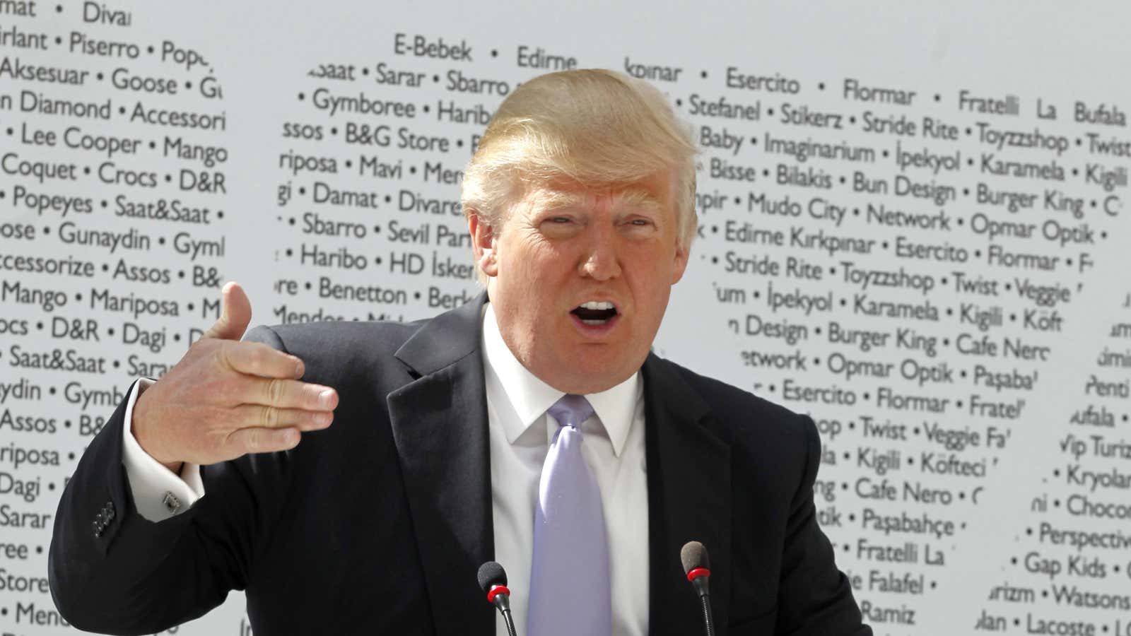 Donald Trump speaks during a news conference during the opening of the Trump Towers Mall in Istanbul.