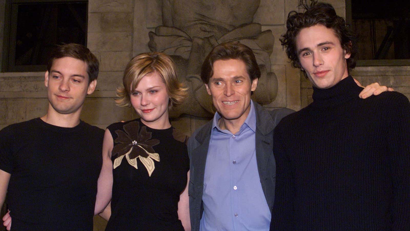 The fresh-faced cast of “Spider-man,” 2002’s biggest hit.