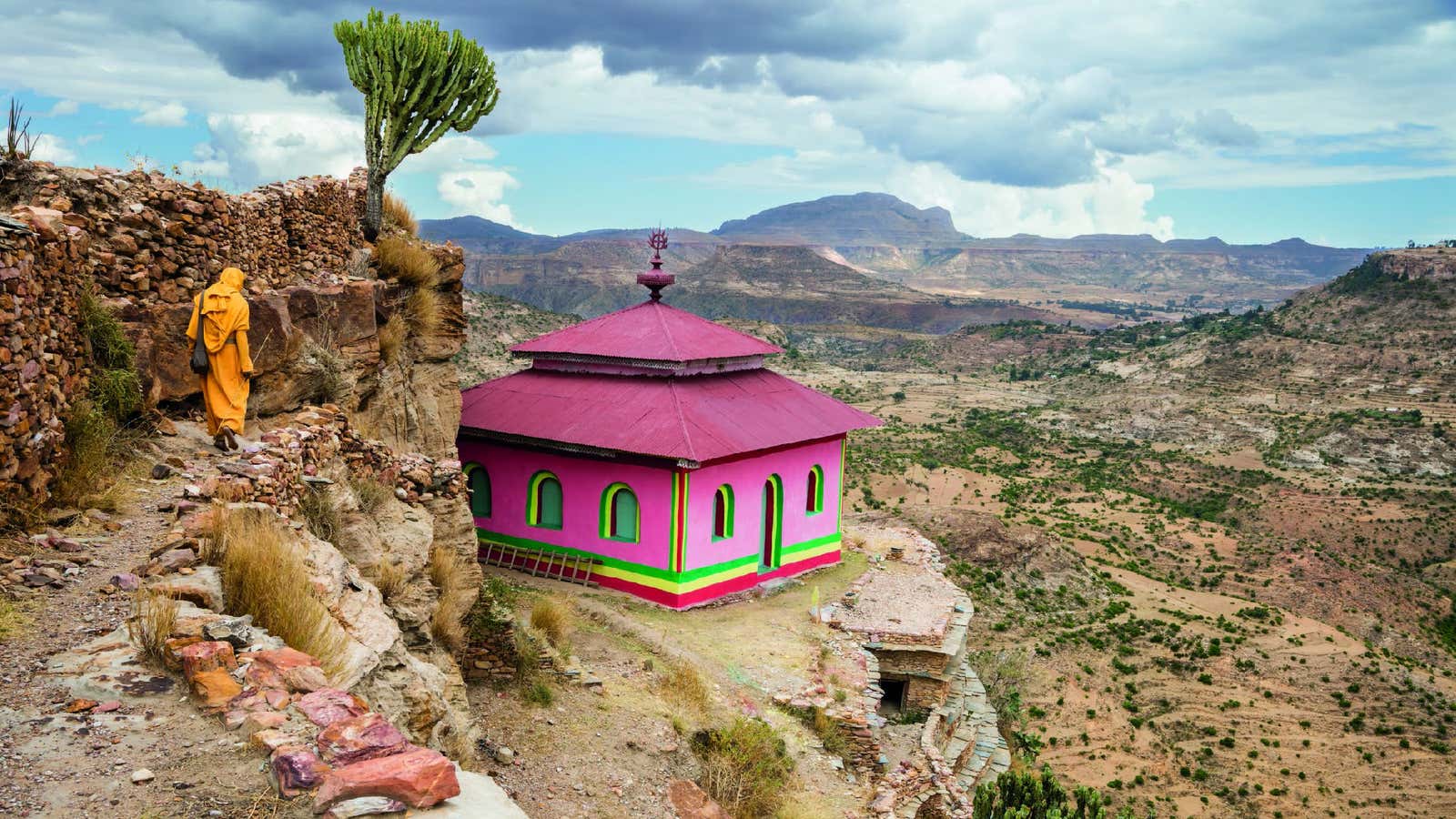 This small, modern church is built in front of the grotto where Ethiopian Saint Aragawi is said to have vanished.