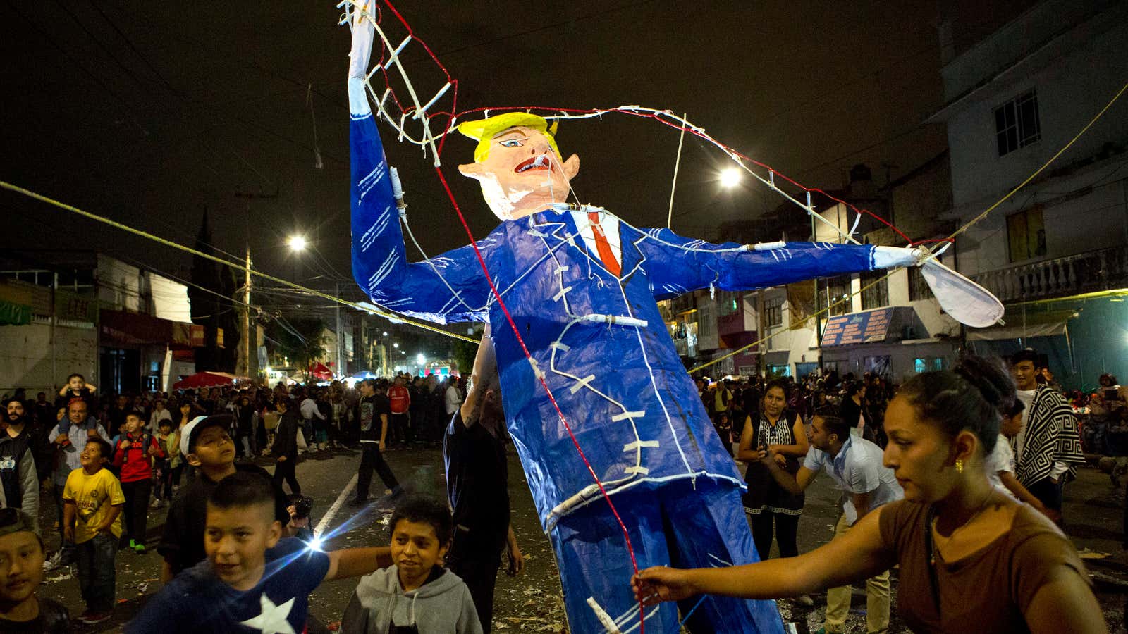 Donald Trump is burned in effigy in Mexico, the country that will “eventually, but at a later date…be paying, in some form, for the badly needed border wall.”