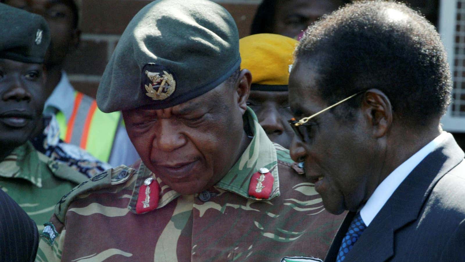 President Robert Mugabe with general Constantino Chiwenga back in 2008.