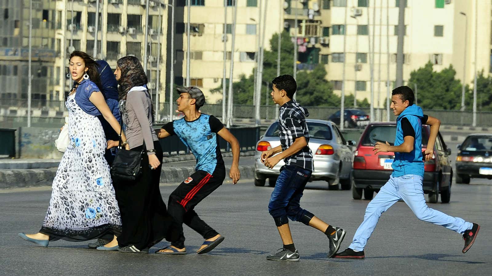 A mob of Egyptian youth grope a woman in Cairo