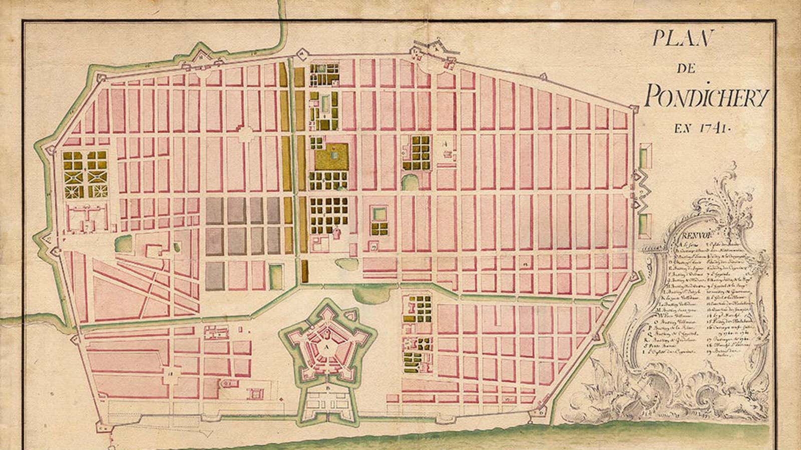 Plan of Pondicherry, made by the French.