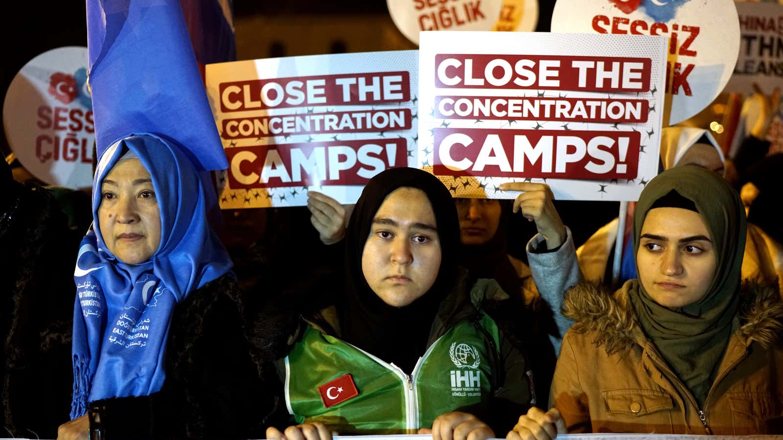 Protesters rally in Istanbul in support of Uyghurs in December 2019.