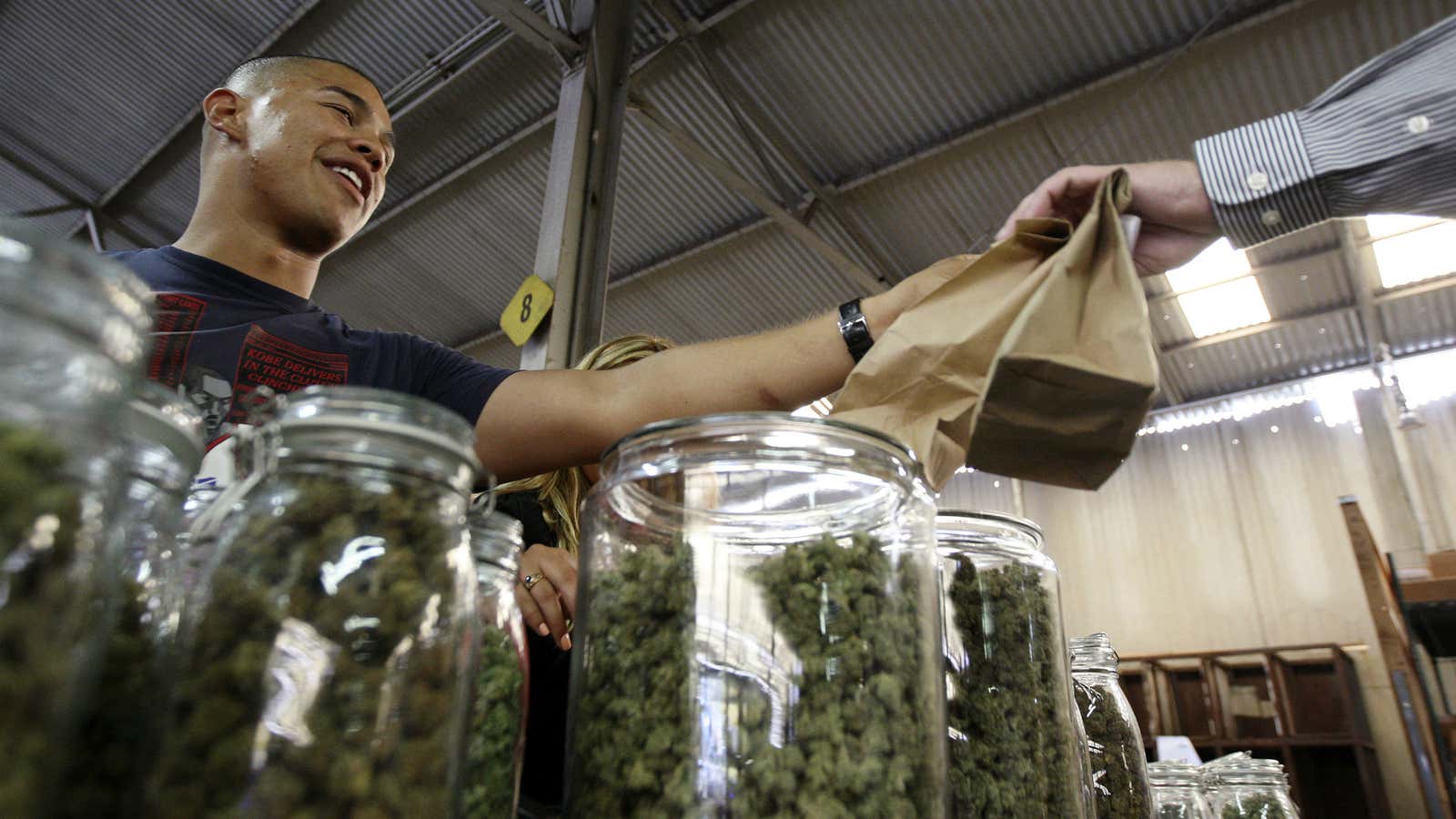 A medical marijuana farmers market in California.