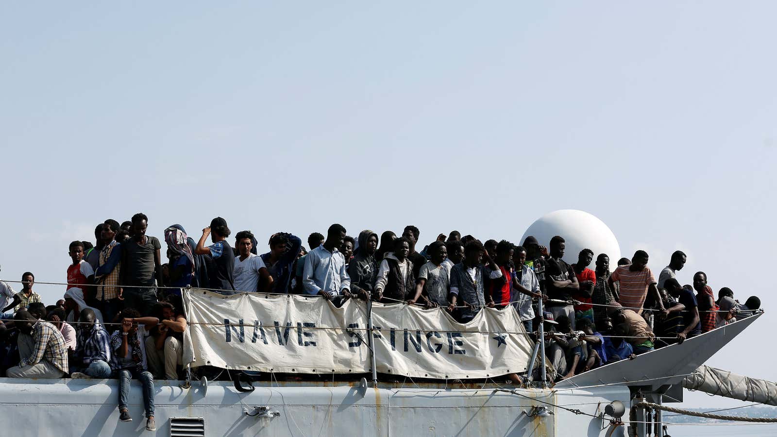 Migrants arrive in Italy after a rescue operation.