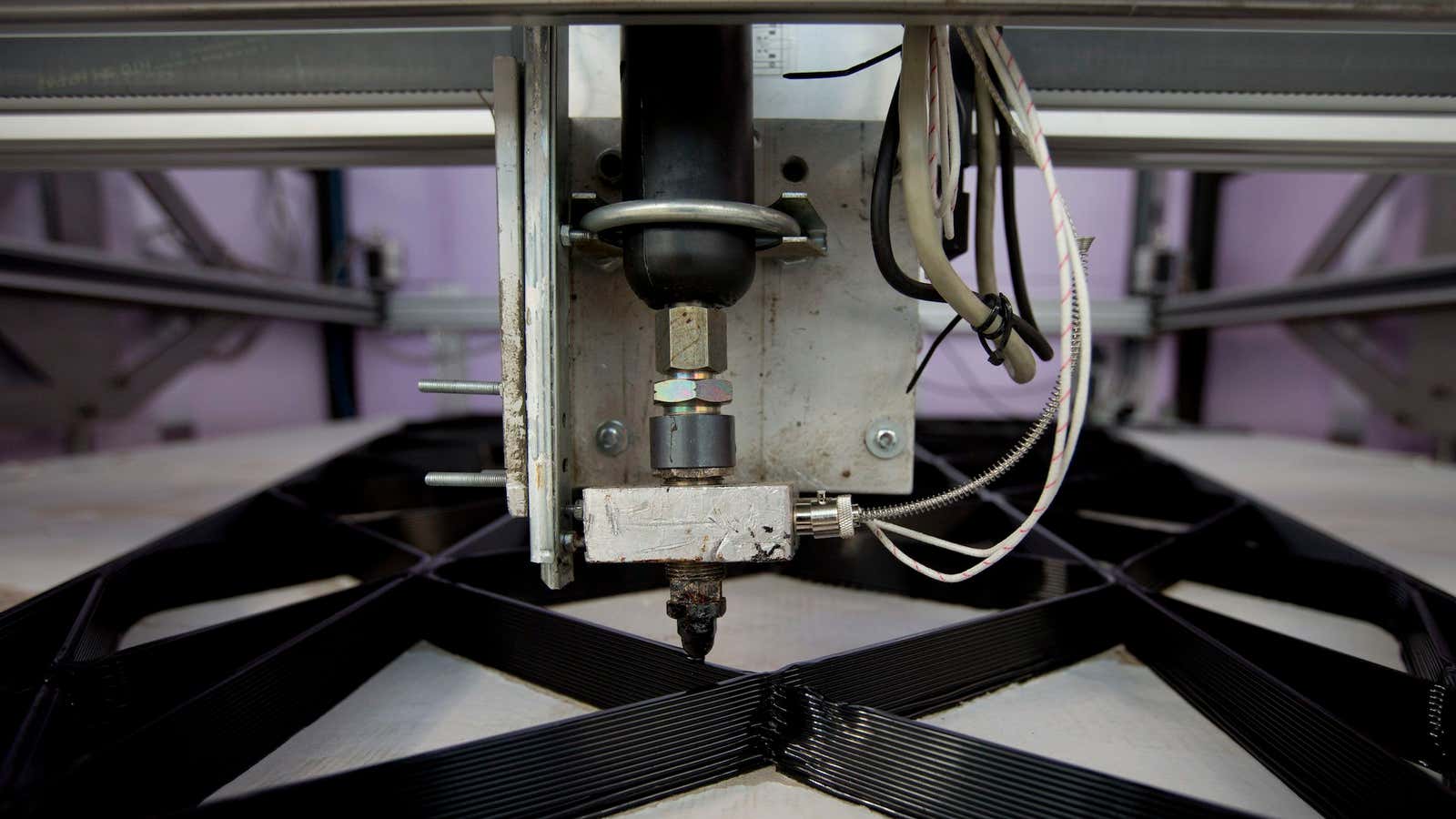 An actual 3-D printer at work.