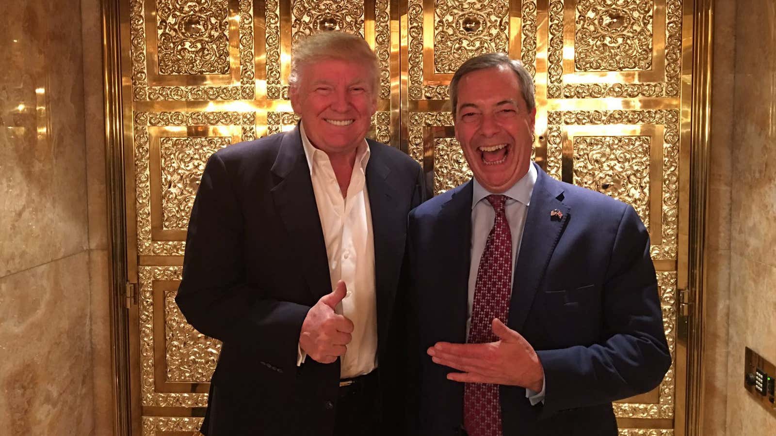 The outsiders. Trump with Britain’s Farage.