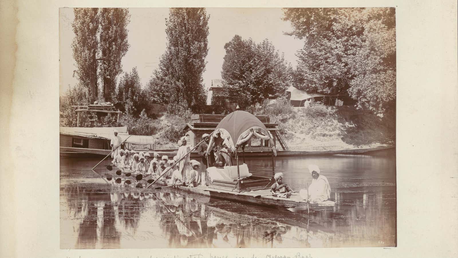 The maharaja’s barge in Srinagar from the Cuthbert Christy album of India.