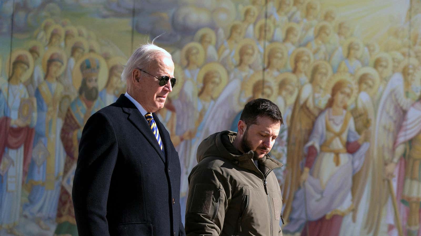 Biden made a surprise visit to Ukraine on Monday (Feb 20), traveling from Poland by train to meet with Zelenskyy.