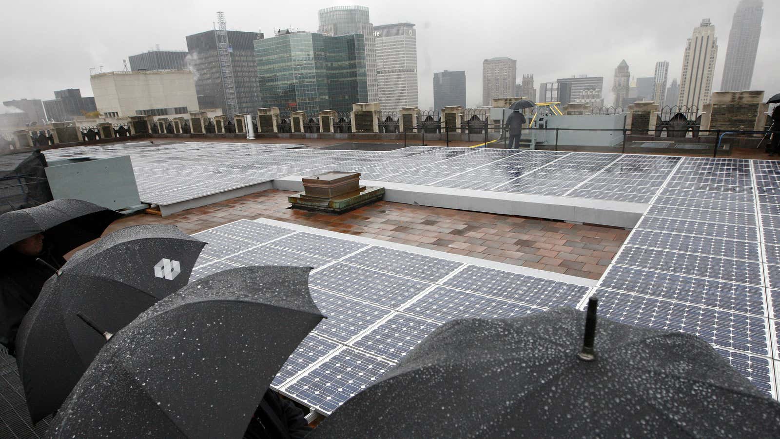 Scientists hope to make solar panels work effectively in rain.