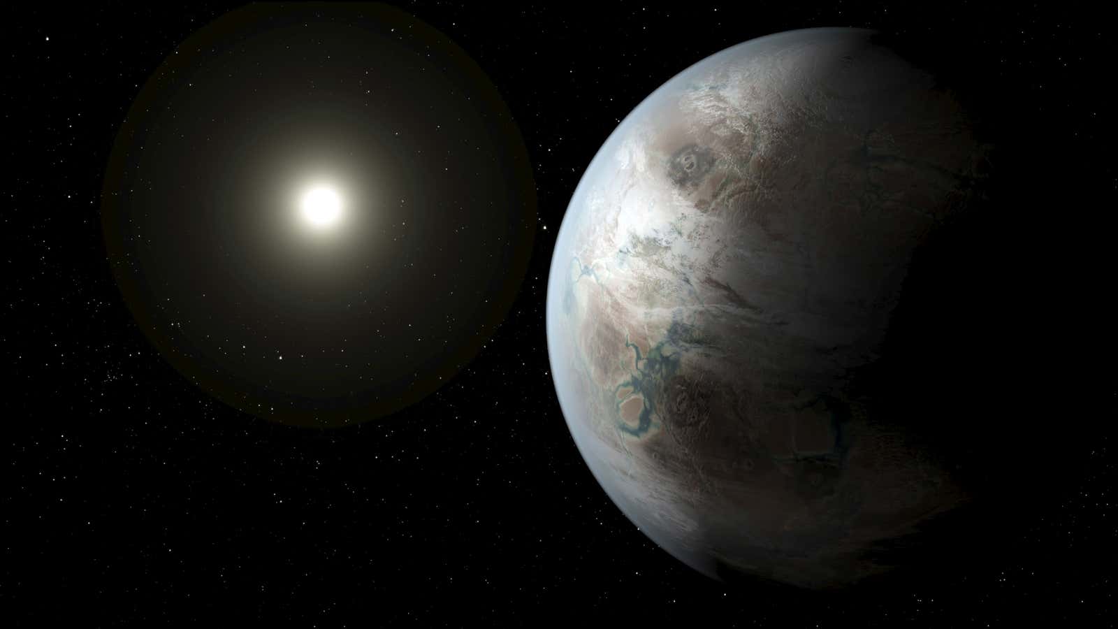 A NASA illustration depicts one possible appearance of the planet Kepler-452b