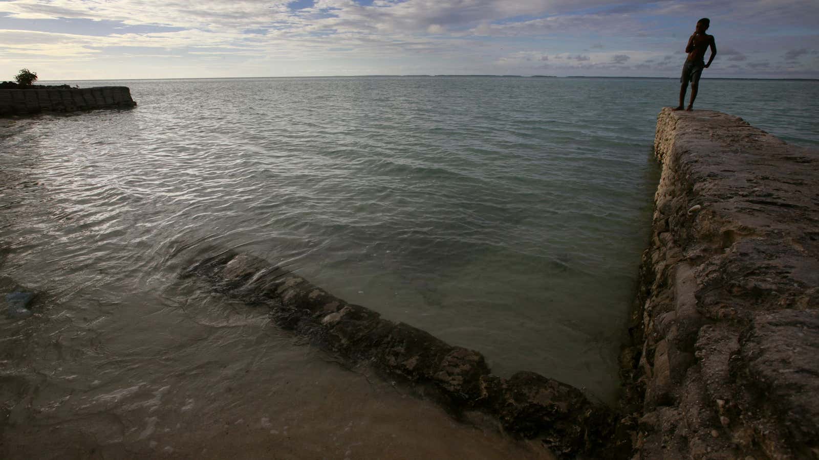 Sea walls like these haven’t been enough to stop the steady rise of the seas around Kiribati.