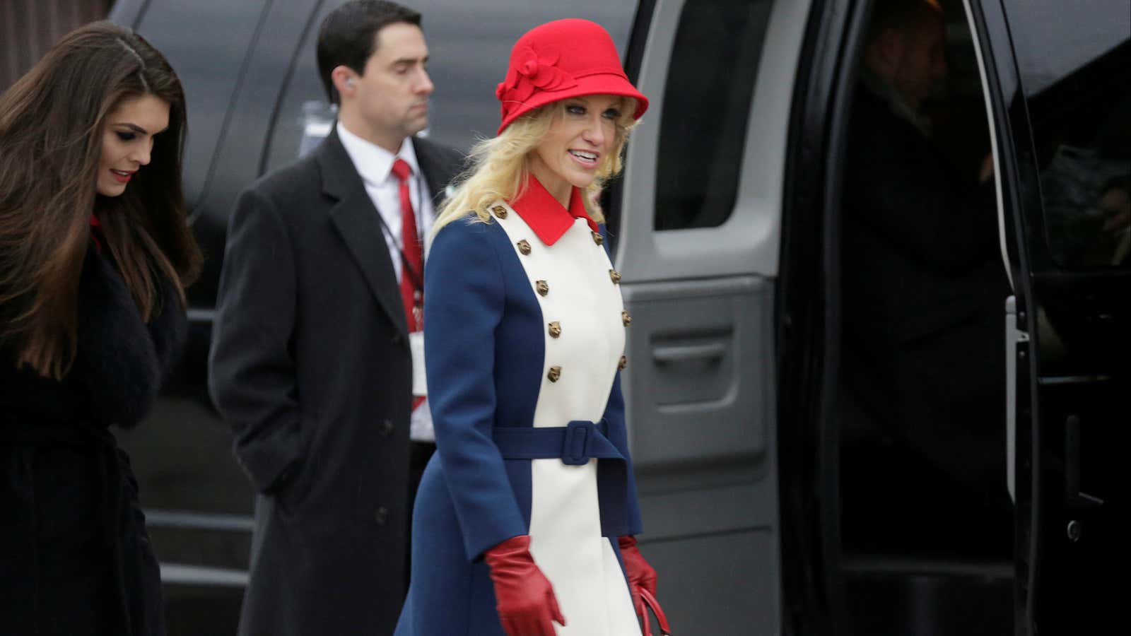 Kellyanne Conway said her red, white, and blue Gucci coat was “Trump revolutionary wear”