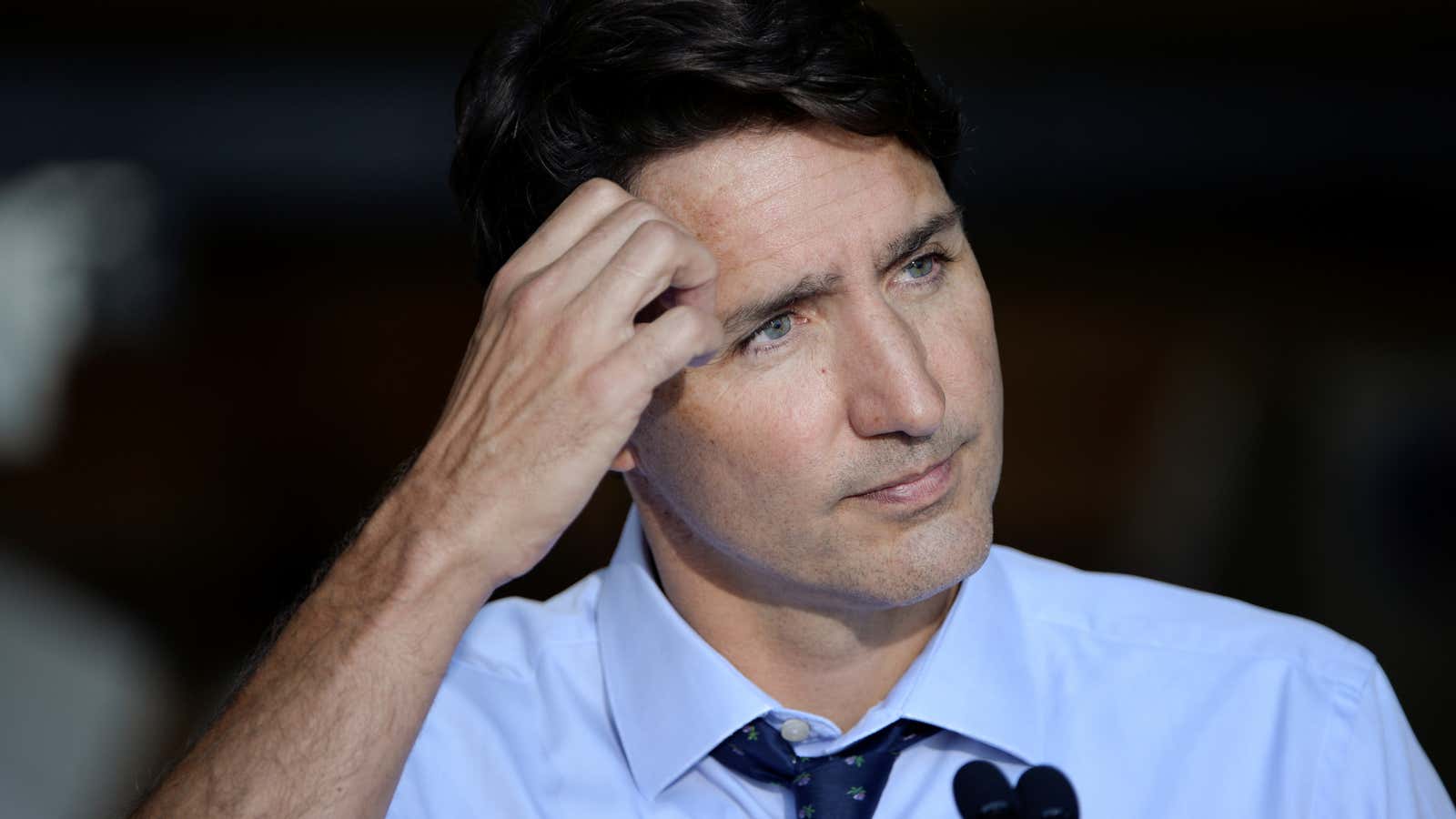 Canada’s Prime Minister Justin Trudeau at a press conference