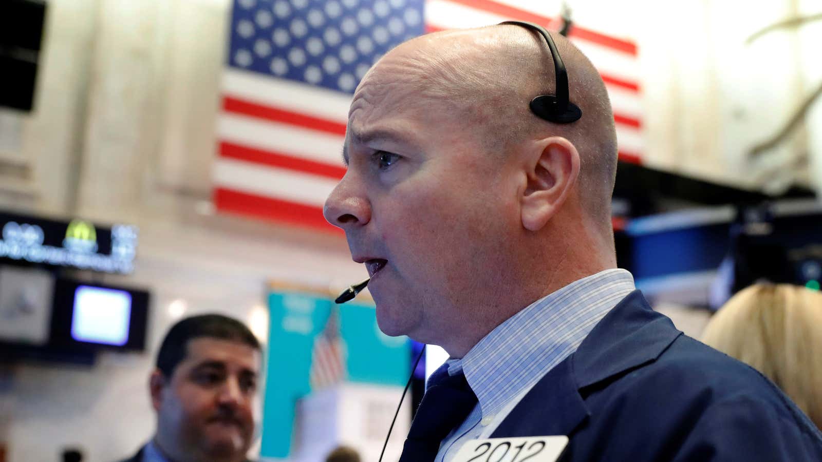 A trader on the floor of the New York Stock Exchange on March 1.