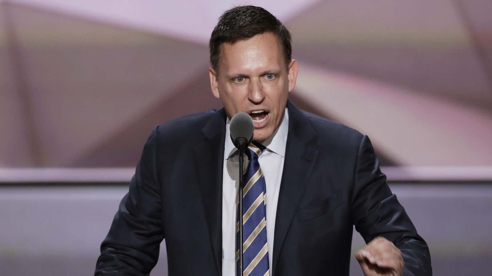 Peter Thiel, a real Silicon Valley libertarian, speaking at the Republican National Convention in 2016.