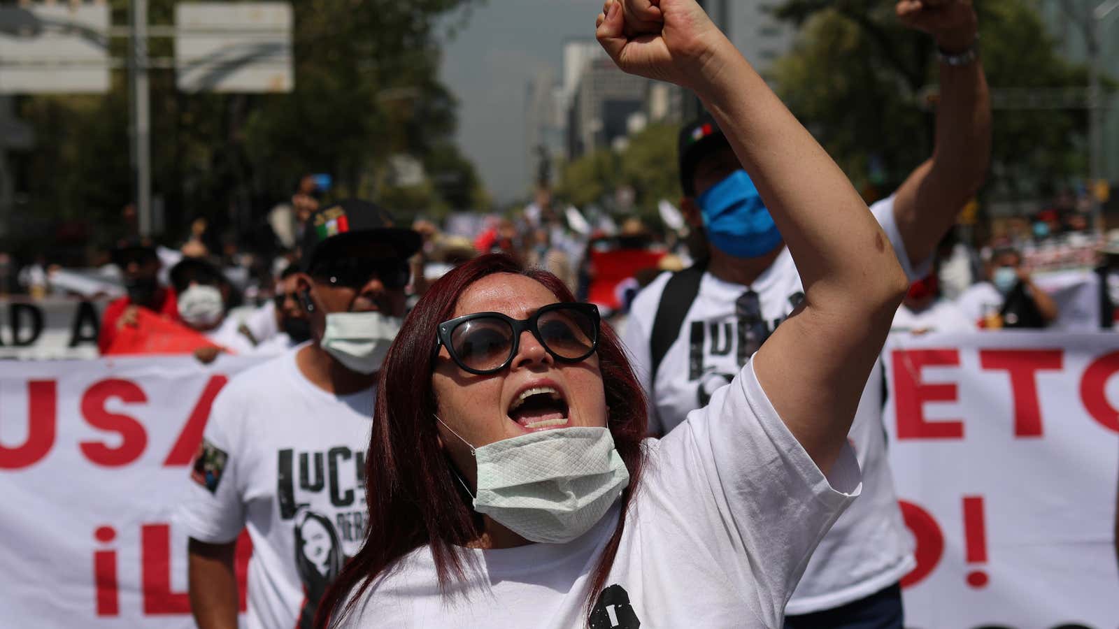 Mexican attorney Susana Prieto Terrazas demonstrates in Mexico City in 2020.