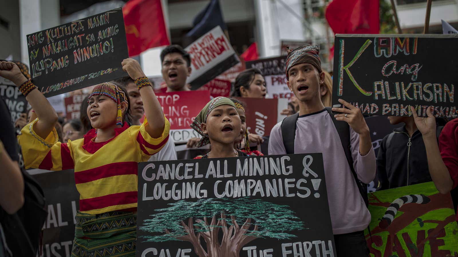 Filipino indigenous youth, students, and environmental activists take part in the Global Climate Strike on Sept. 20, 2019 in Quezon city, Metro Manila, Philippines.