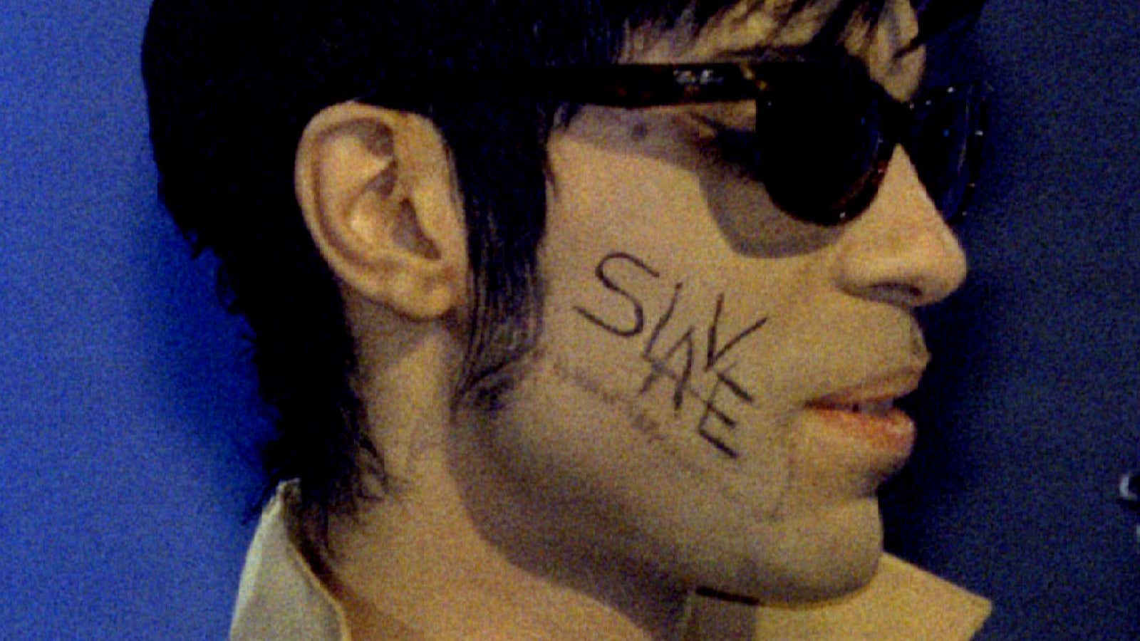 The man formerly known as Prince, with the word â€œSlaveâ€™ written on his cheek, appears at the Brit Awards, the most prestigious event in UK pop music February 20. He was named International Pop Music Star of the Year