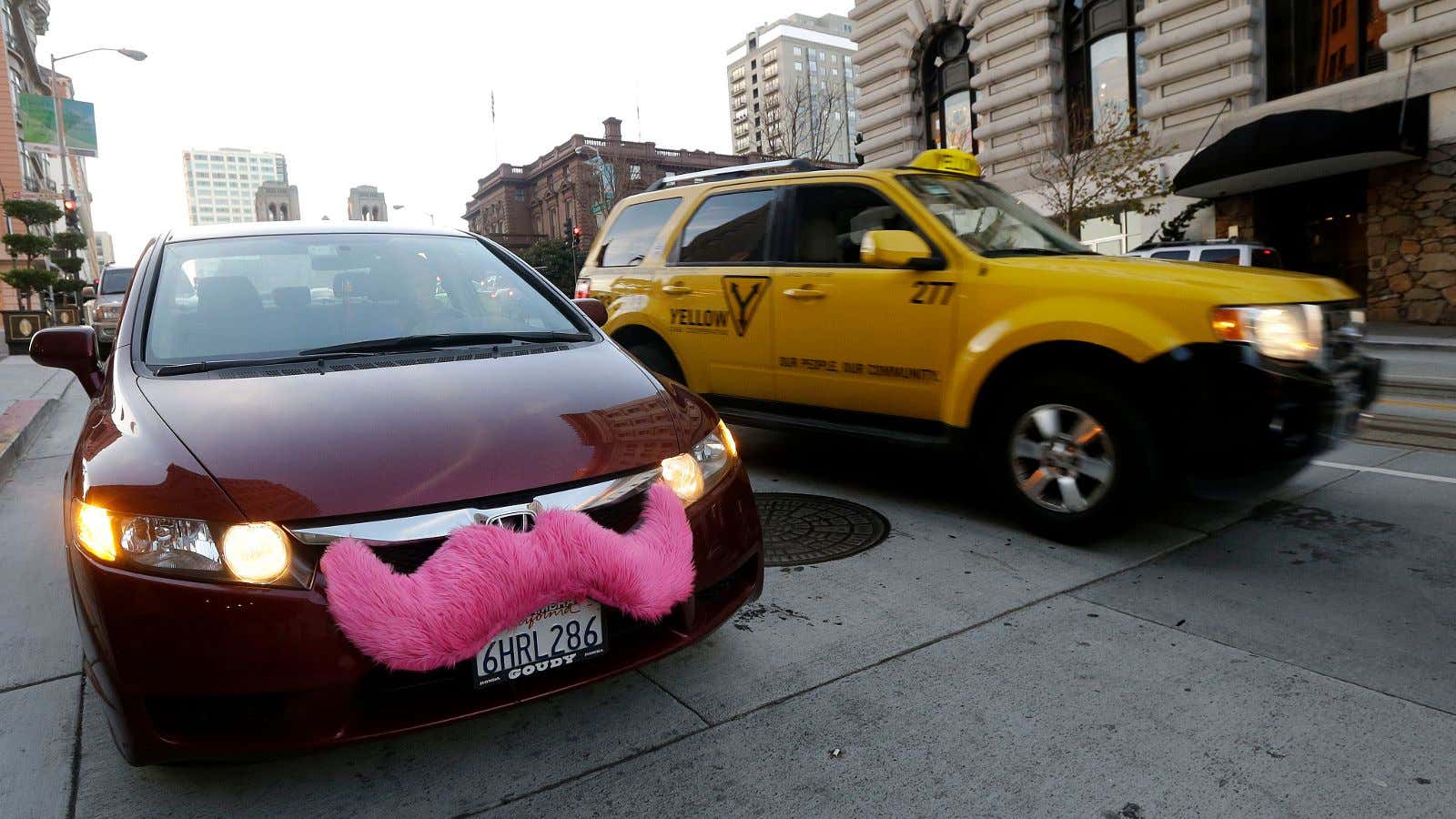 Uber has seen the enemy, and it is pink and yellow.