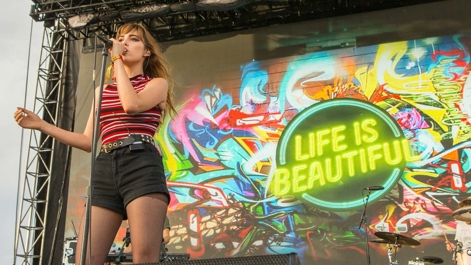 A singer performs at the Life Is Beautiful festival, one of Downtown Project’s key investments.