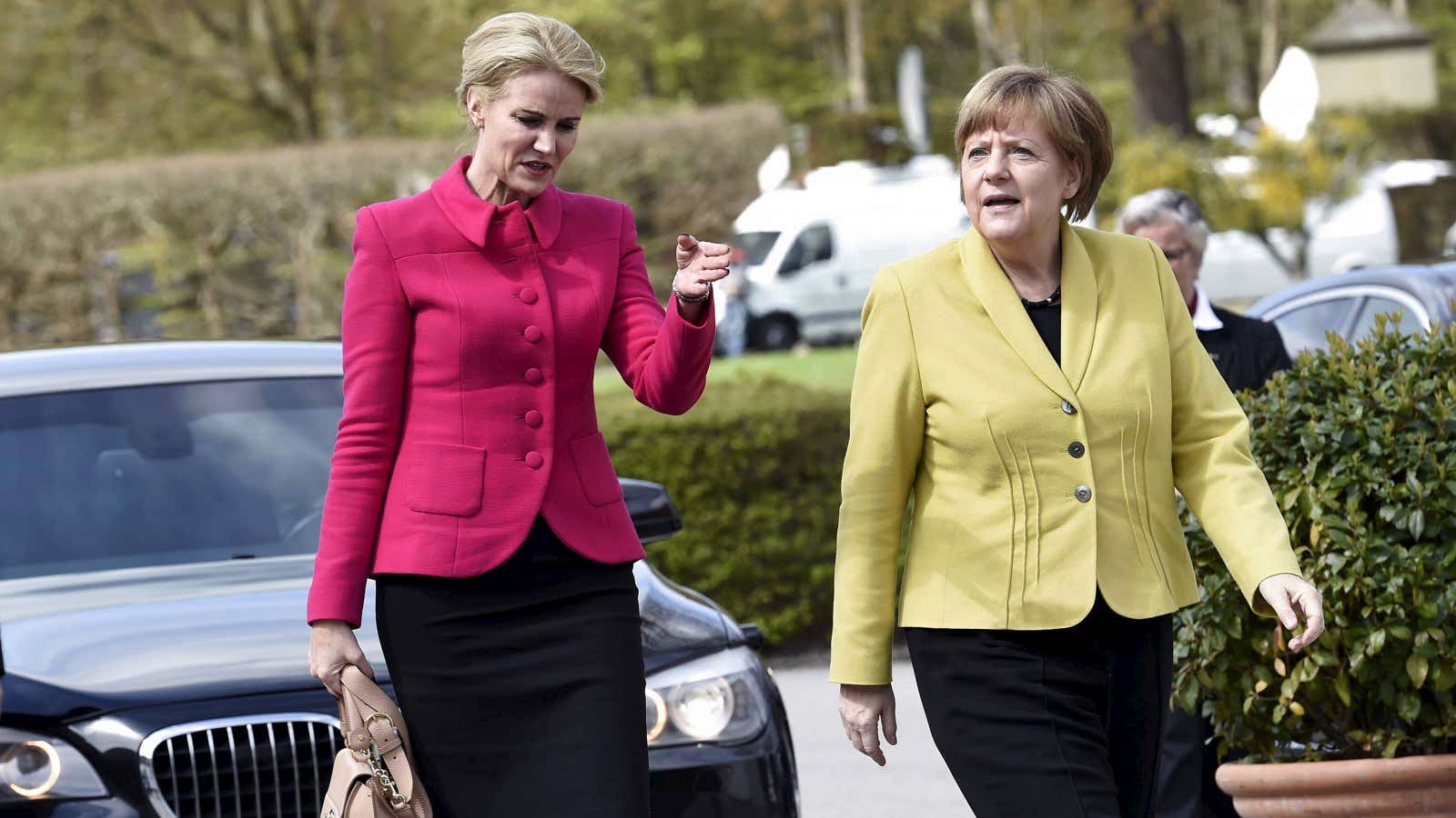 Helle Thorning-Schmidt and Angela Merkel.