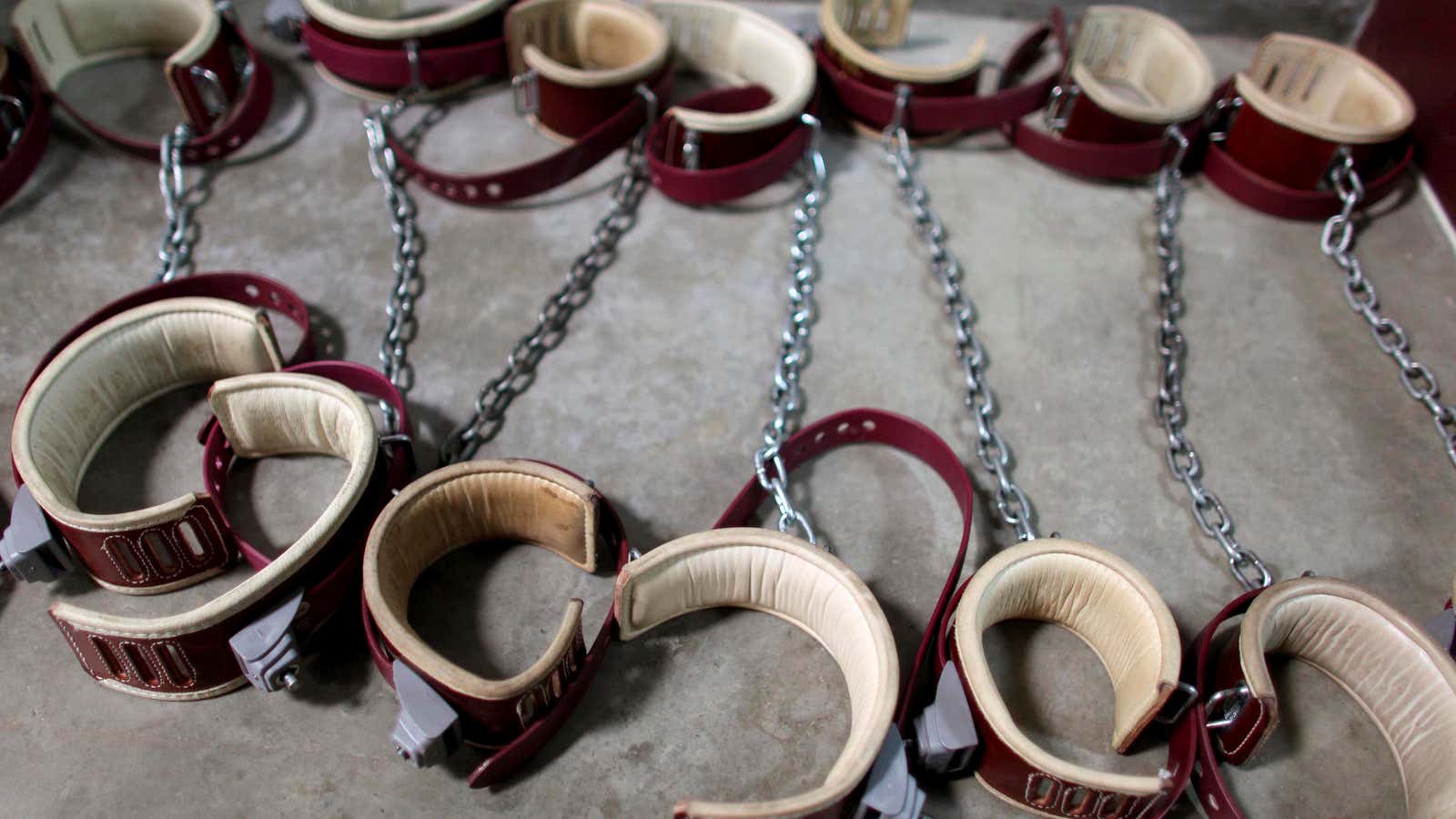 Leg shackles used at US detention facility in Guantanamo Bay