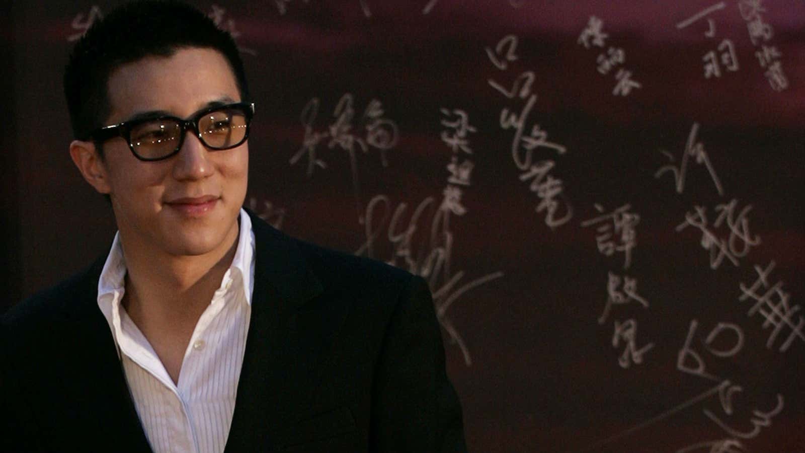 Jaycee Chan, the son of Jackie Chan in Hong Kong.