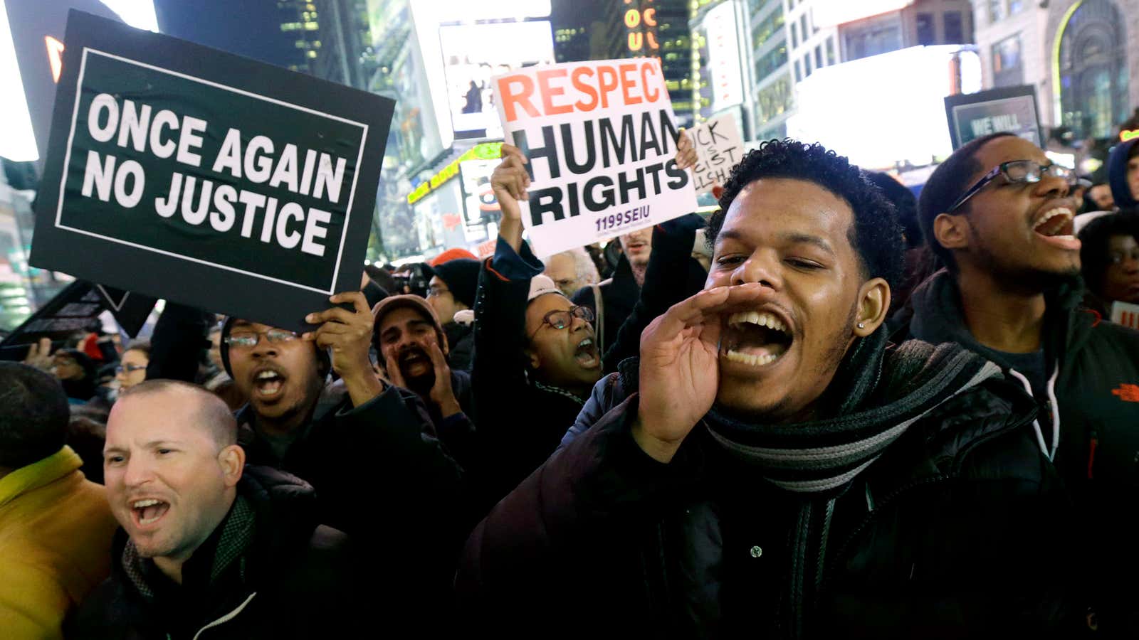 People protest the Staten Island grand jury decision not to indict a police officer after Eric Garner’s death.