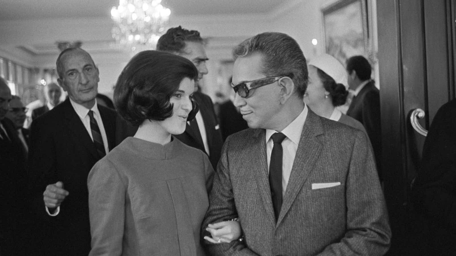 Cantinflas escorts Lyndon Johnson’s daughter Luci Baines Johnson at the White House, April 15, 1966.