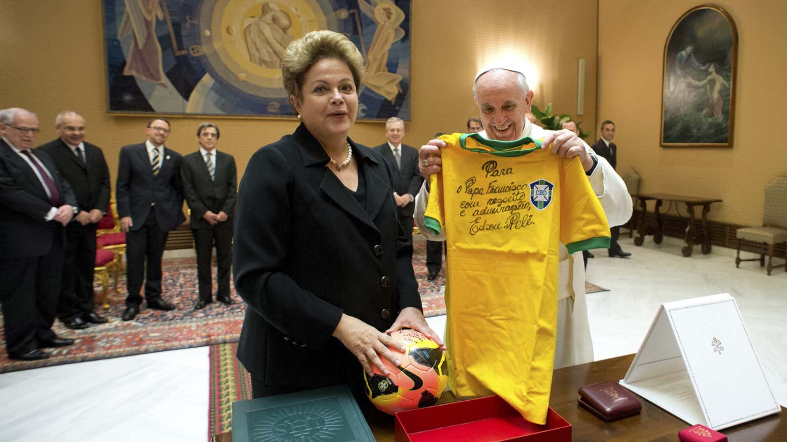 Dilma, buttering up the Vatican earlier this year.