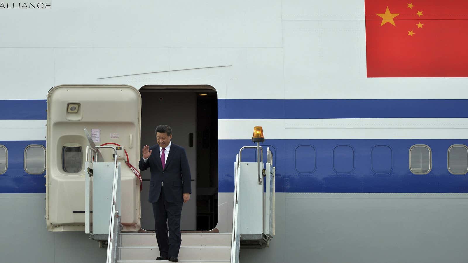 Chinese president Xi Jinping in Ufa, Russia, far and away from the market turmoil at home.