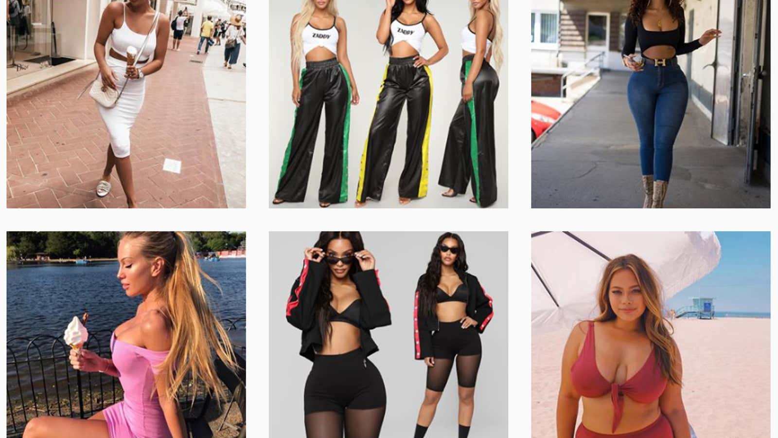 Fashion Nova’s Instagram page features customers’ photos alongside models.