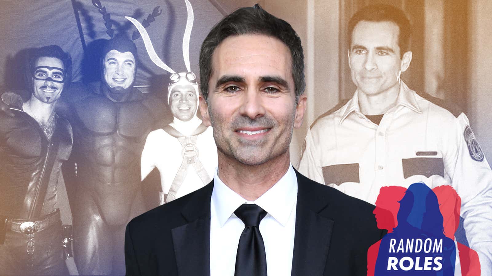 From left: Nestor Carbonell with the cast of The Tick (Photo: Evan Agostini/ImageDirect/Getty Images), at the Golden Globes in 2020 (Photo: Jon Kopaloff/Getty Images), and in Bates Motel (Photo: A+E)