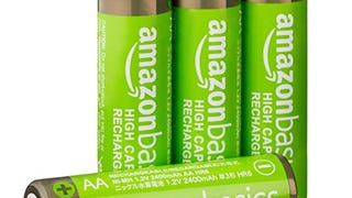 Amazon Basics 4-Pack Rechargeable AA NiMH High-Capacity...