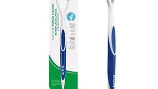 GUM Tongue Cleaner - Dual Action Soft Bristled Tongue Brush...