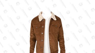 Khaki Stretch Corduroy Sherpa Jacket