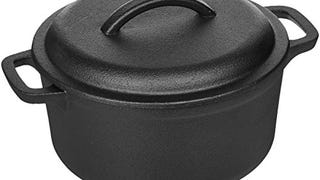 Amazon Basics Pre-Seasoned Cast Iron Round Dutch Oven with...