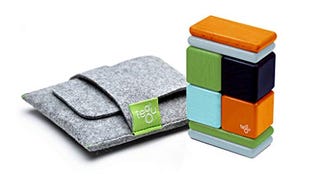 8 Piece Tegu Pocket Pouch Magnetic Wooden Block Set,...